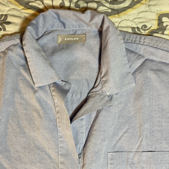 Everlane Womens Short Sleeve Soft Blue Kaftan Popover Blouse Size 8 - Picture 8 of 11